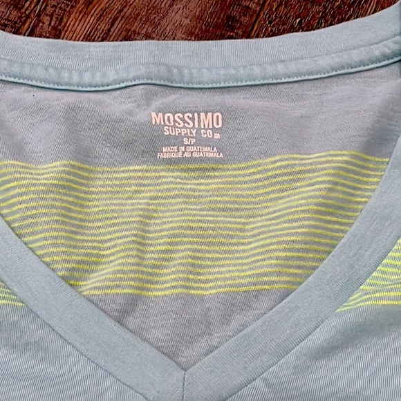 MOSSIMO V-Neck Fitted Baby T-shirt S Aqua Mint Stripes Y2K Bright Kidcore Cute - Picture 7 of 9